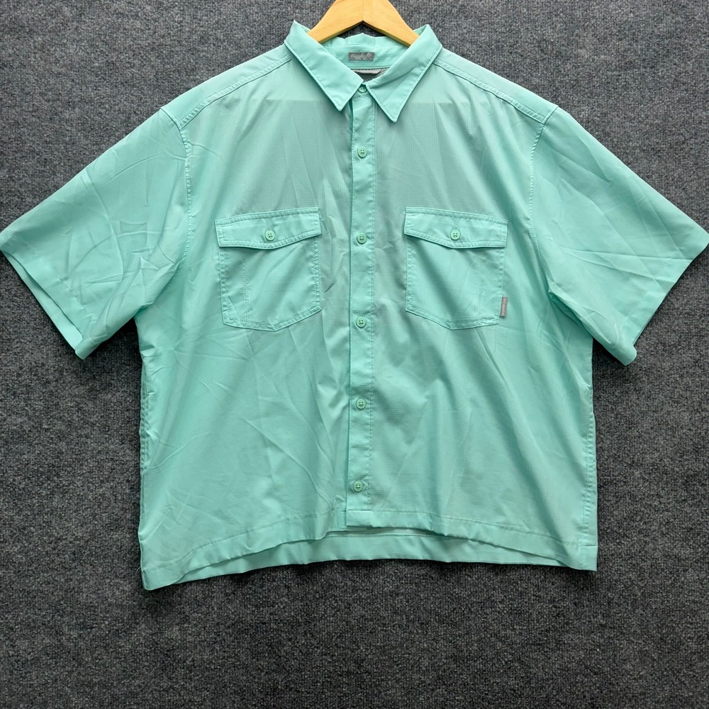 Columbia Button Up Shirt Men's Size XL Aqua Blue Short Sleeve Omni-Shade Regular